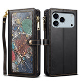 RFID Blocking Card Holder Lanyard Leather Case for iPhone