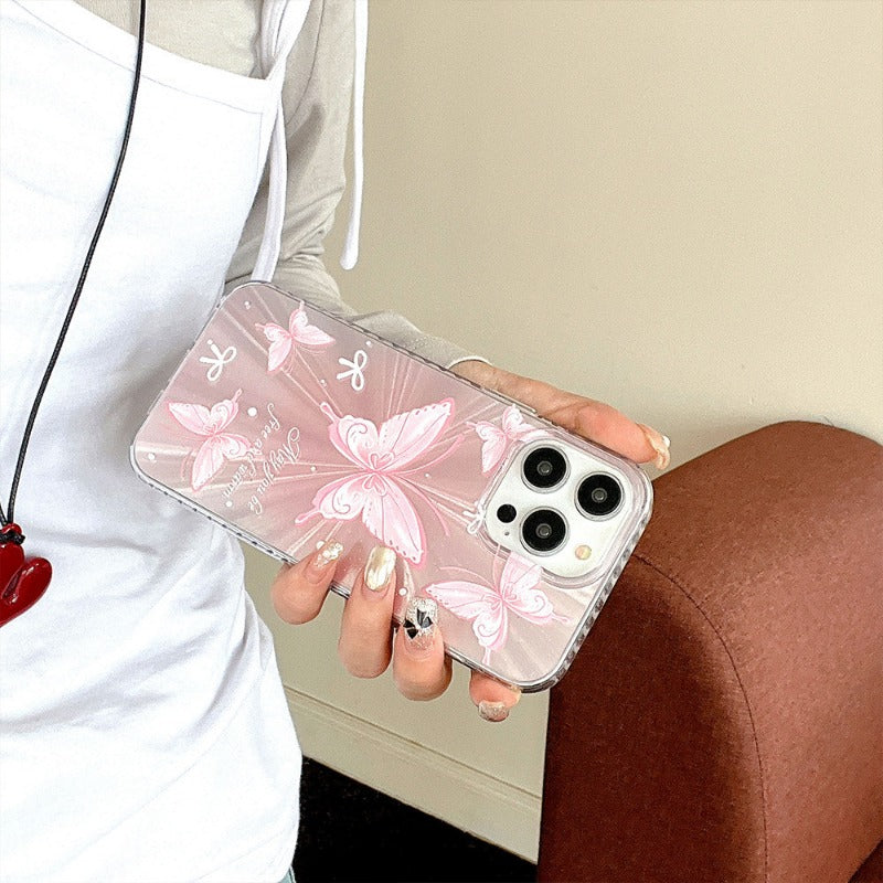 Pink Butterfly Aurora Laser Phone Case for IPhone