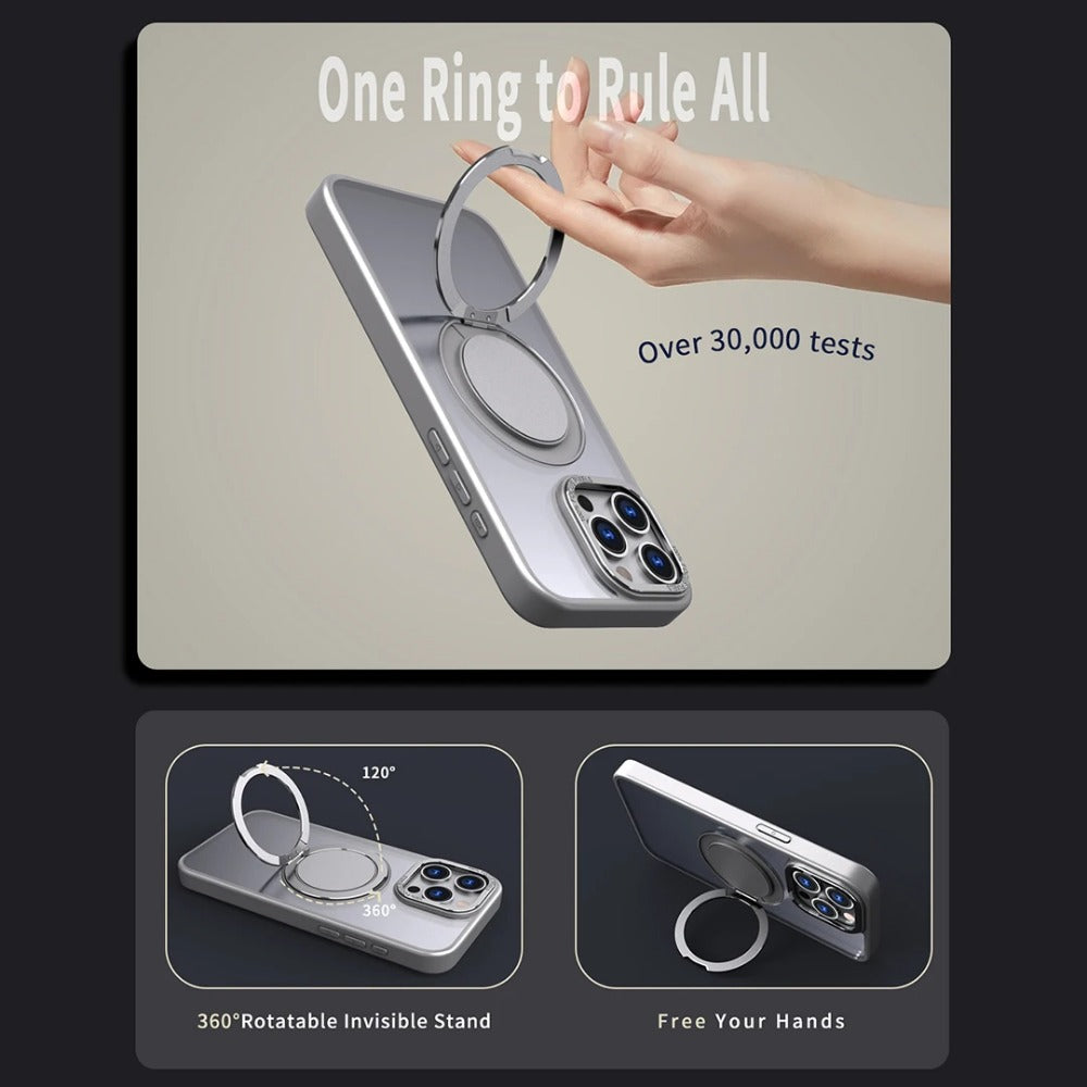 Magnetic Matte Rotating Stand Phone Case For iPhone