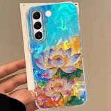 Luxury Pink Peony Lotus Print Women Phone Case For Samsung