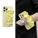 Solid-Color Silk Scarf Wrist Strap with Lanyard Case for iPhone