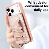Wristband Stand Card Slot Leather Crossbody Case for iPhone