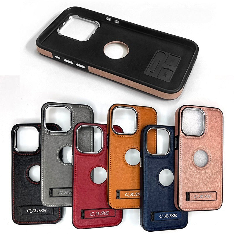 Faux Leather Shockproof Phone Case with Stand for IPhone
