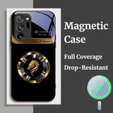 Business Dragon Pattern Full-Coverage Liquid Glass Case for Samsung
