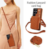 Leather Zippered Card Holder Crossbody Phone Case for Samsung