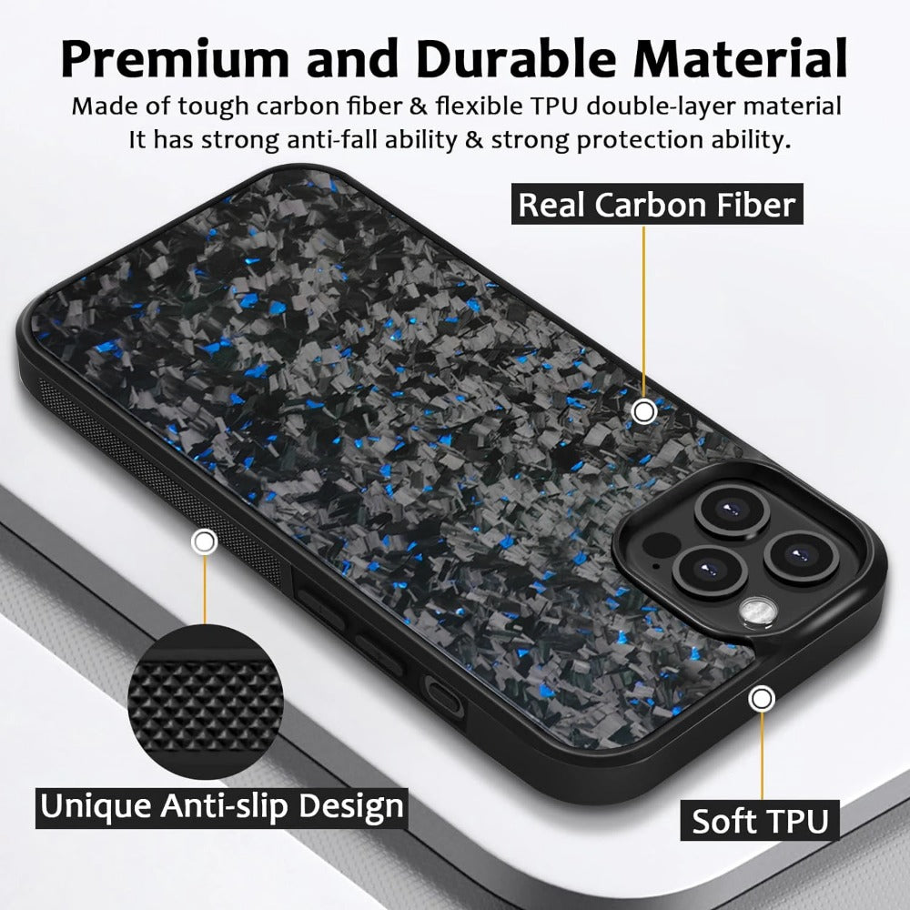 Luxury Gloss Real Carbon Fiber Armor Shockproof Wireless Charge Forged fiber Cover for iPhone