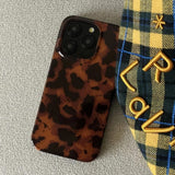 Retro Amber Texture Stylish Leopard Print Phone Case for iPhone