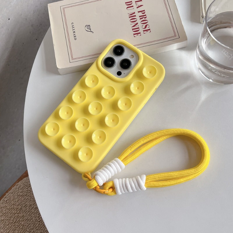 Cute Candy Suction Cup With Wrist Strap Case For iPhone