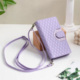 Diamond Grid Card Wallet Flip Leather Case for Samsung