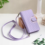 Glitter Plaid Leather Case with Card Slots and Lanyard for iPhone