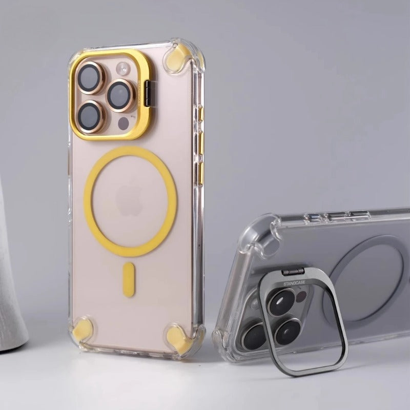 Transparent Acrylic Airbag Camera Stand Magnetic Case for iPhone