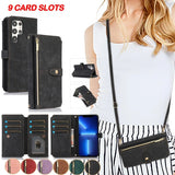 Leather Crossbody Card Slot Wallet Case for Samsung