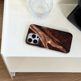 Retro Glossy Brown Render Satin Pattern Shockproof TPU Case for iPhone