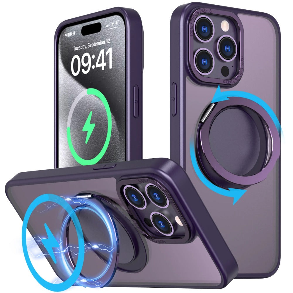 Magnetic Matte Rotating Stand Phone Case For iPhone