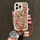 Cute Flower Lanyard Strap Rope Silicone Soft Phone Case for iPhone
