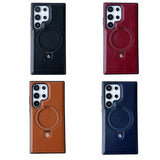 Wireless Charging Magnetic Holder Leather Phone Case for Samsung