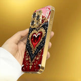 Luxury Heart Gem Pattern Electroplated Case for iPhone
