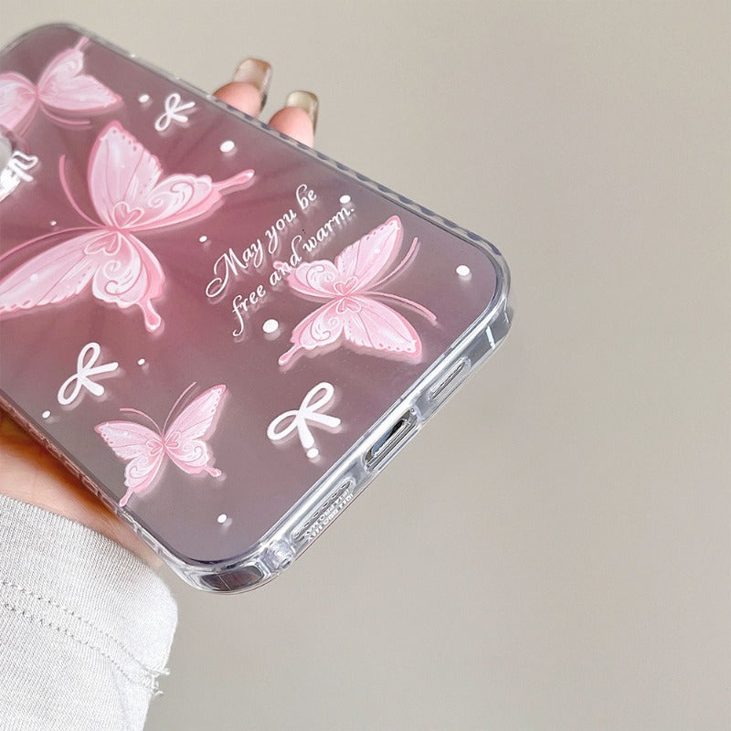 Pink Butterfly Aurora Laser Phone Case for IPhone