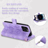 Leather Sun Embossing Flip Wallet Case with Lanyard for iphone