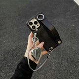 Fashion Leather Handheld Card Holder Case for iPhone