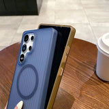 Corrugated Pattern Non-slip Magnetic Matte Case For Samsung