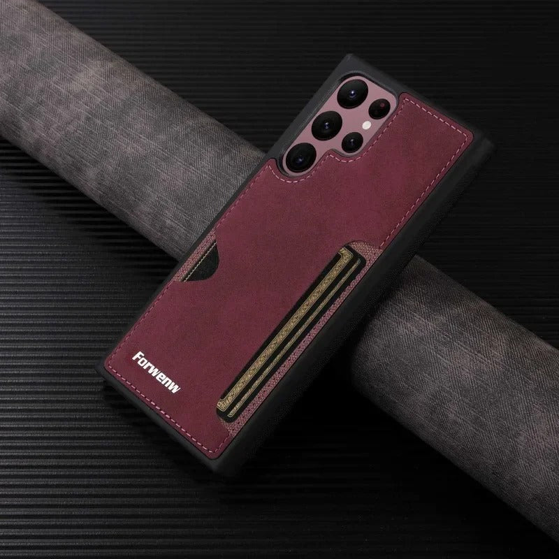 Retro Card Leather Phone Case for Samsung