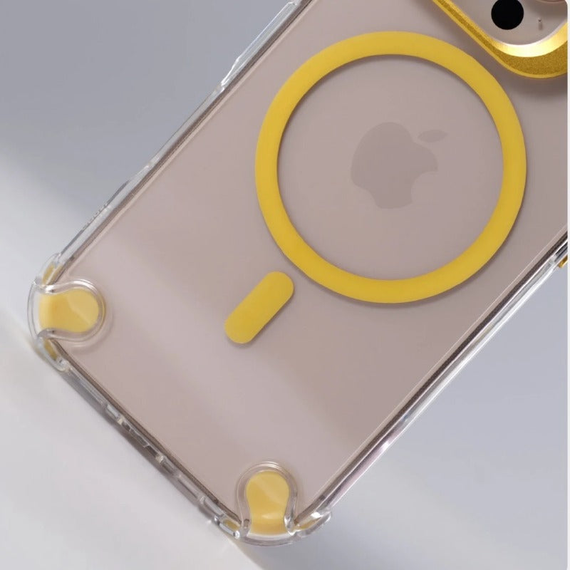 Transparent Acrylic Airbag Camera Stand Magnetic Case for iPhone