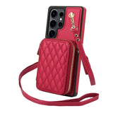 Leather Zippered Card Holder Crossbody Phone Case for Samsung