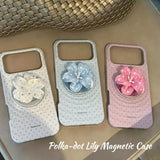 Polka-dot Lily Kickstand Magnetic Case for iPhone