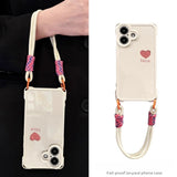 Pink Heart-Shaped Crossbody Full-Coverage Shockproof Case For Samsung