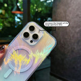 Colorful Gradient Aurora Feather Magnetic Case For iPhone