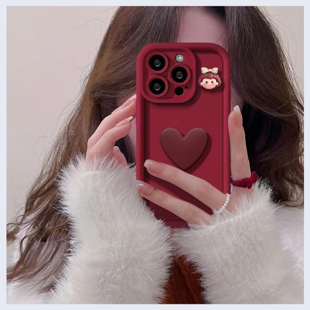 INS Cute Love Heart Silicone Case for iPhone