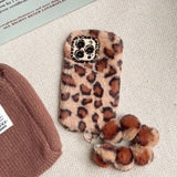 Fashion Plush Leopard Print With Bracelet Phone Case For iPhone