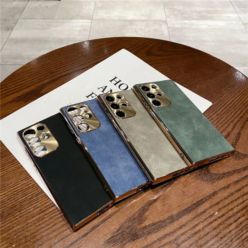 Luxury Plating Matte Suede Leather Case For Samsung