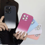 Gradient Frosted Phone Case with Built-In Lens Protector for IPhone