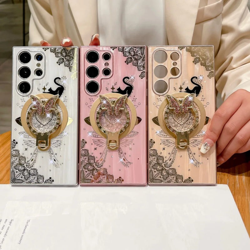 Magnetic Holder Stand Glitter Diamond Glossy Case For Samsung