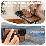 Vintage Waxed Leather Magnetic Kickstand Case for Samsung