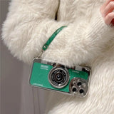 Fashion 3D Retro Camera Handheld Leather Case for iPhone