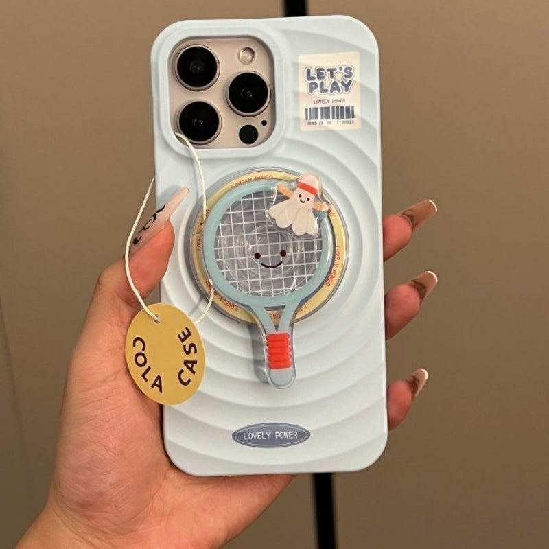 Cute Racket Expression Stand Case For iPhone