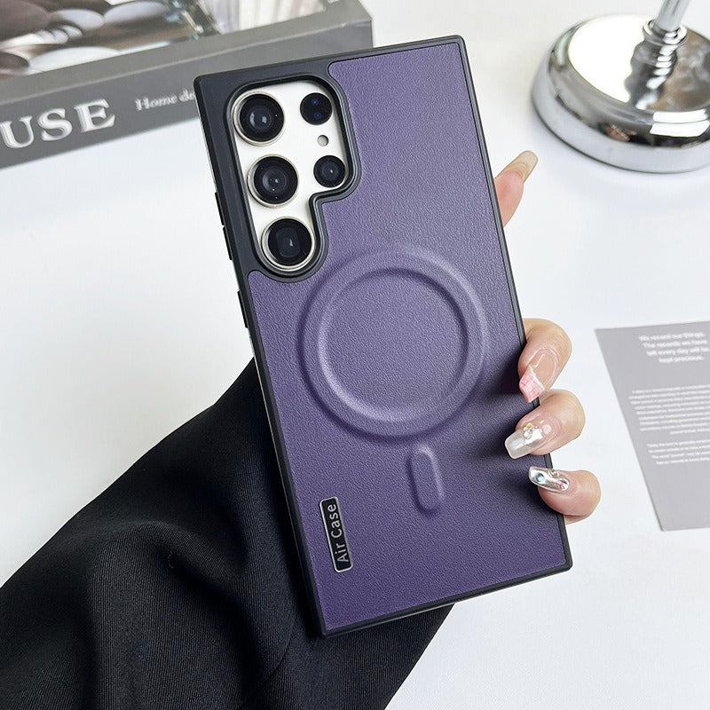 Luxury Matte Leather Magnetic Case For Samsung