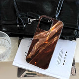 Retro Glossy Brown Render Satin Pattern Shockproof TPU Case for iPhone