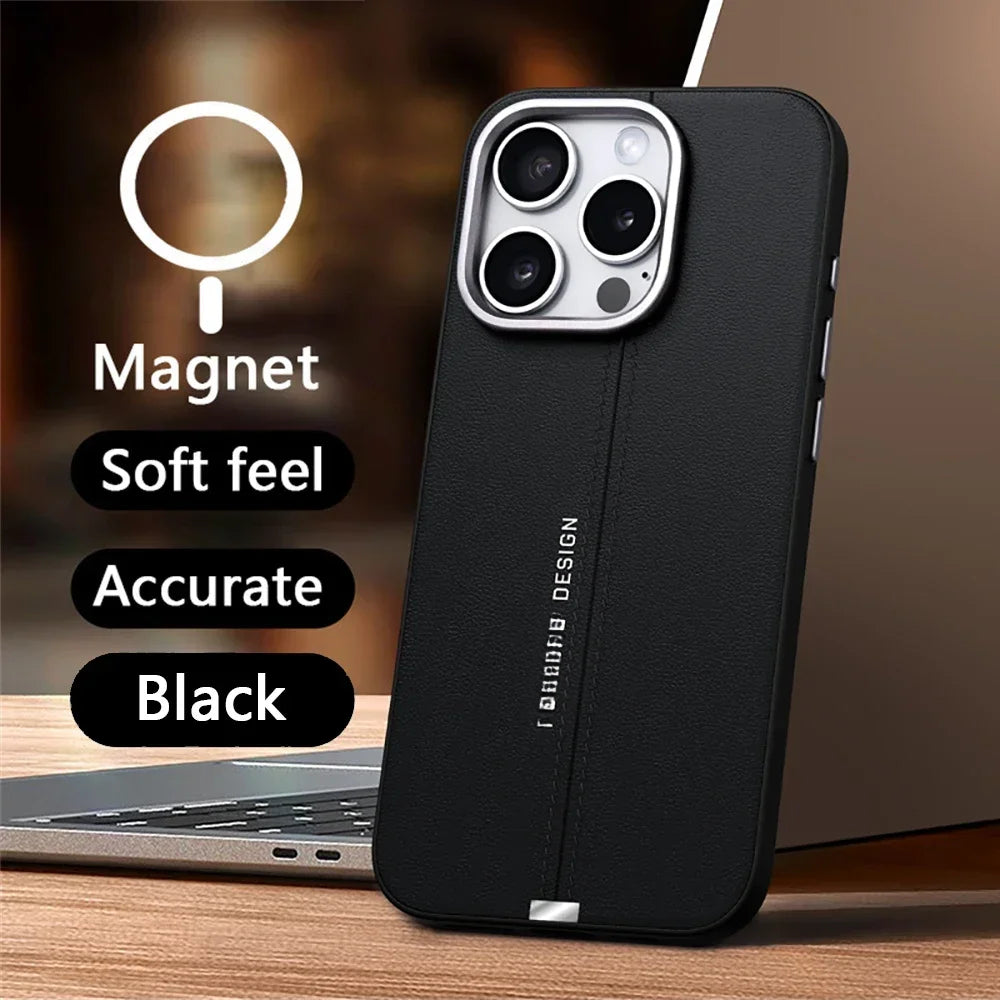 Luxury Business Leather Magnetic Case For iPhone