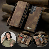 Leather Detachable Card Holder Zipper Wallet Magnetic Case for Samsung