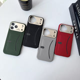 Plaid Card Pocket AI Button Cooling Hard Case for iPhone