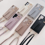 Wrist Strap Crossbody Leather Wallet Case For Samsung