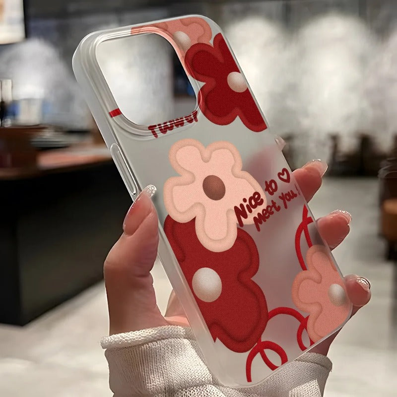Matte Soft Silicone Flowers Phone Case For iPhone