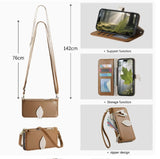 Leaf-Designed Leather Flip Cover Card Slot Lanyard Shockproof Case For Samsung