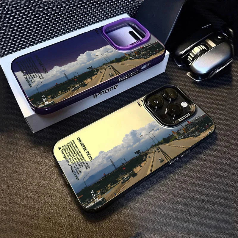 Road Landscape Matte Laser Phone Case For iPhone