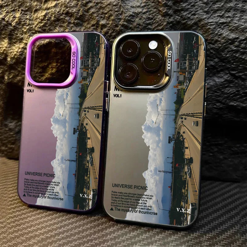 Road Landscape Matte Laser Phone Case For iPhone