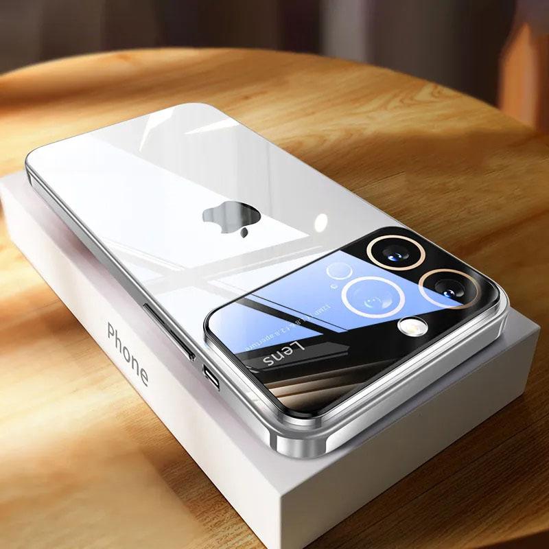 Luxury Plating Clear Hard PC Glass Lens Camera Protection Case For iPhone